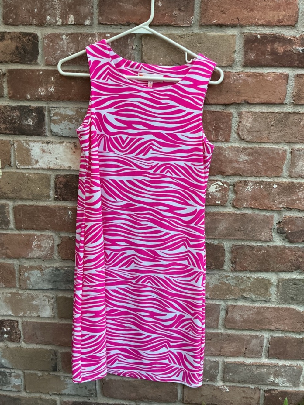 Jude Connally Pink & White Zebra Print Sleeveless Shift Dress small